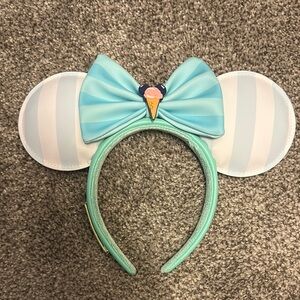 Blue and White striped Disney Minnie Mouse Ears Headband